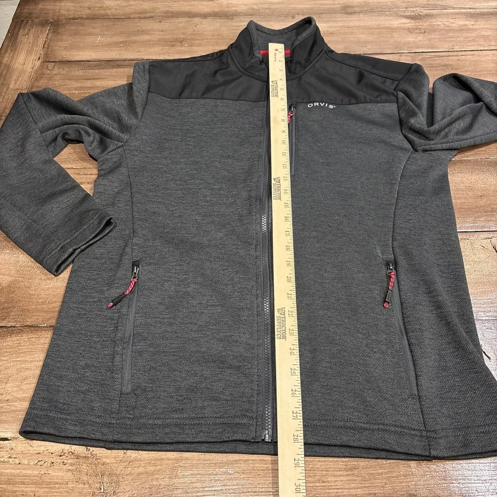 Orvis Jacket Mens Medium Gray Full Zip Mock Neck Pockets Outdoor Hiking